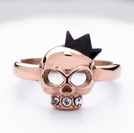 Freya Skull Crowned Rose Gold Womens Ring