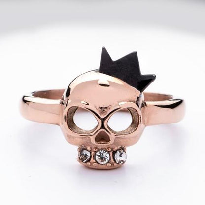 Freya Skull Crowned Rose Gold Womens Ring