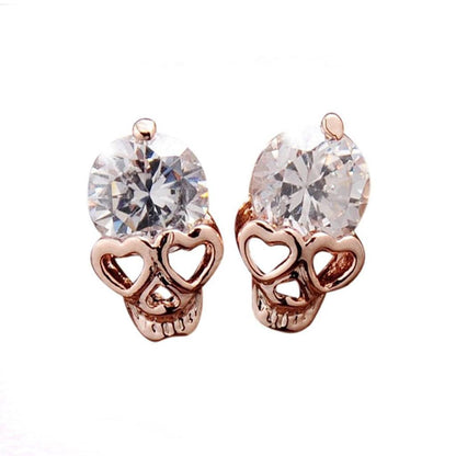 diamond skull stud earrings