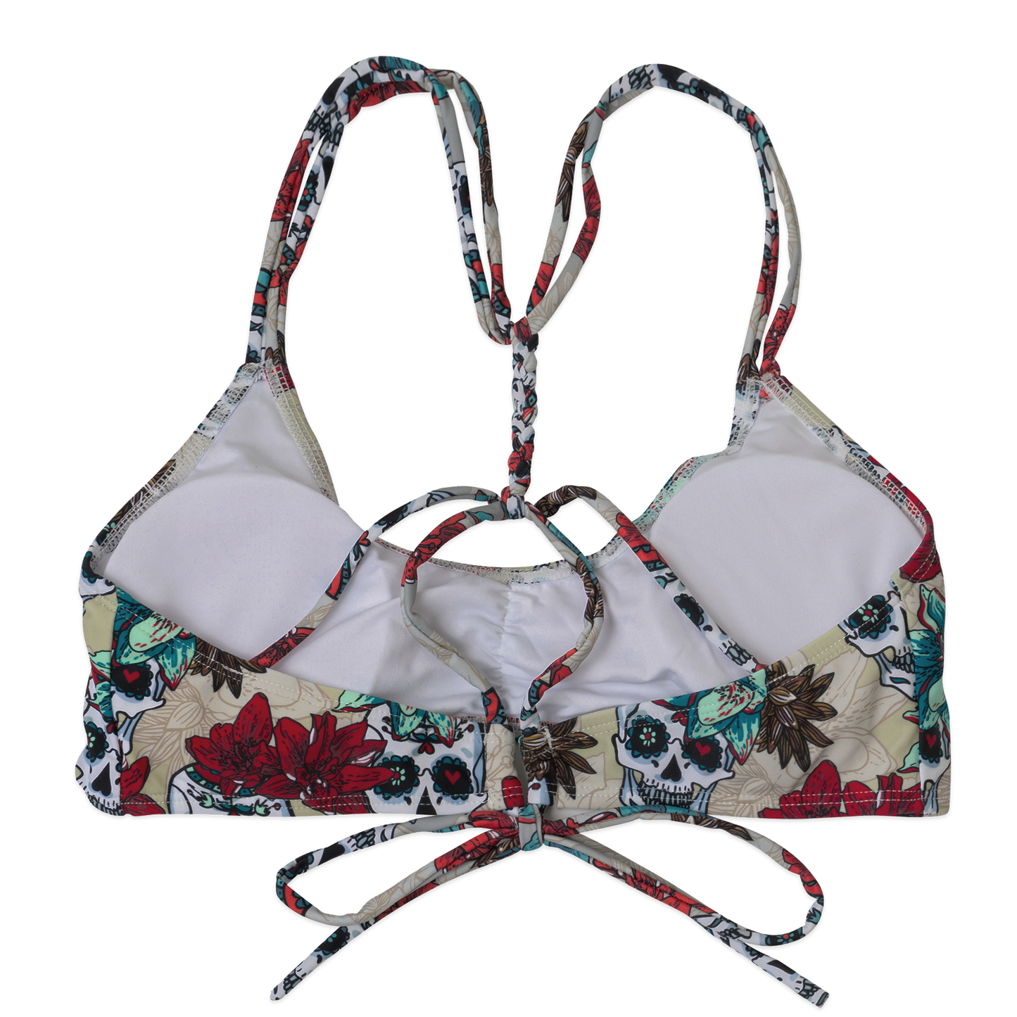 Sugar Skull Flowers Bikini Top