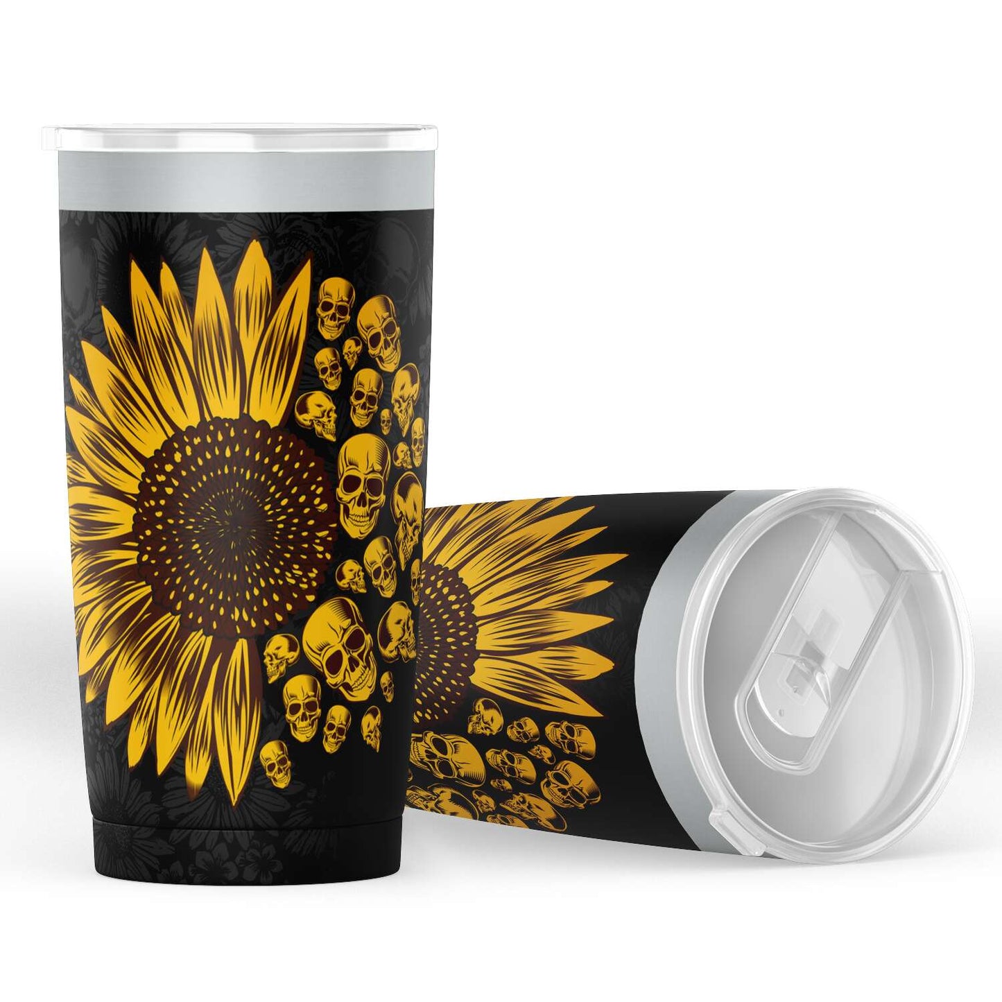 Sunflower Skulls Steel Tumbler