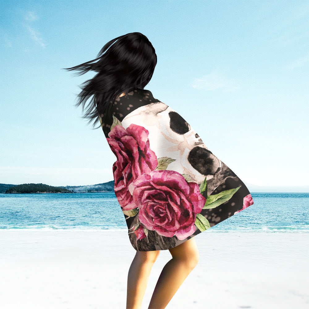 Vintage Flower Skulls Towel